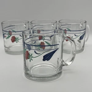 Set 4 tazzine caffè vintage Lenox papaveri su blu alte 3 1/4” x 3 3/4” ottime - Foto 1 di 10