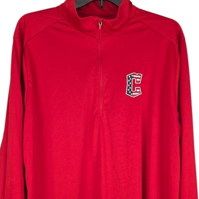 Pullover Cleveland Guardians Para Hombres XL Antigua Rojo 1/4 Cremallera Manga Larga Rendimiento Foto 1 de 4