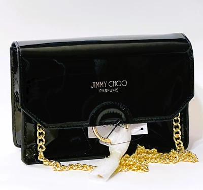 Jimmy Choo Logo Tassel Patent Clutch Crossbody Shoulder Evening Bag w/Gold Chain - Image 1 of 4