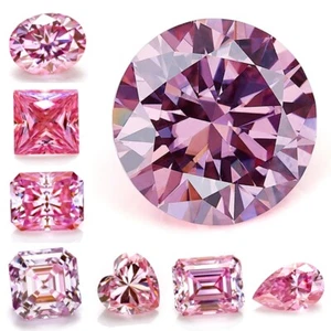 Pink Moissanite Loose Stones GRA Certified Round Cut VVS1 Jewelry Heart Oval - Picture 1 of 32
