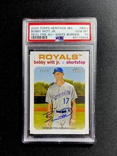 2020 Bobby Witt Jr. Topps Heritage M/L White Border Real One Auto #/50 PSA 10