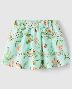 Gymboree Girls Size 6 Blue Coral Floral Bird Bow Poplin Skort Spring NWT - Picture 1 of 8