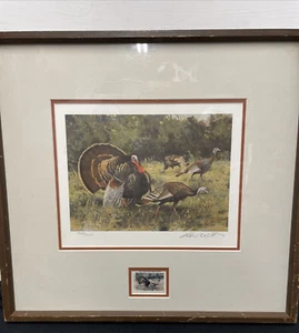 1987 Texas Wild Turkey Print & Stamp, Original - Picture 1 of 11