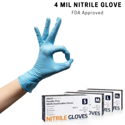 Kingfa Blue Nitrile Medical FDA Powder Free Disposable 4 mil Thickness glove - Image 1 of 4