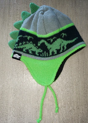 SOMBRERO TEJIDO PIEL TORTUGA NIÑOS FORRADO DE VELLÓN DINOSAURIO TALLA JUVENIL ESPIGAS OREJAS CUBIERTAS Foto 1 de 2
