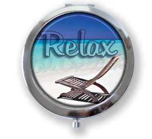 Relax at the Beach Peace Paradise - Handmade Compact Mirror Keepsake Momento - Bild 1 von 4