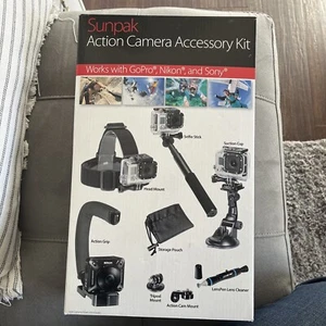 Sunpak Action Camera Accessory Kit - 8 Piece Set Go-Pro Nikon and Sony NEW - Picture 1 of 2