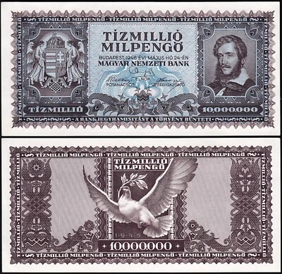 Венгрия 10000000 - 10 000 000 - 10 миллионов TIZMILLIO MILPENGO 1946, UNC-, P-129 - Изображение 1 из 3