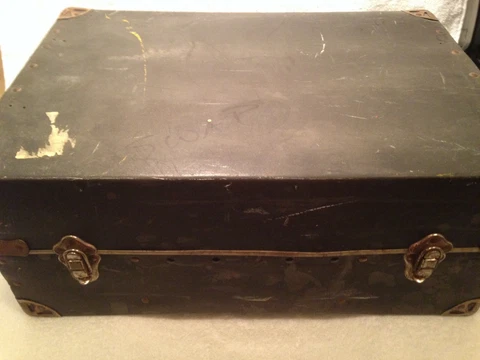 Antique 1920s Salesman's Travel Sample Trunk, William Bal Trucks, small size Cover