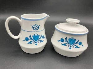 Noritake Blue Haven blau-weiß Sahnekännchen und Zuckerdose - Bild 1 von 8