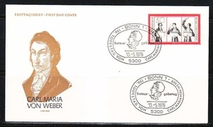 Germany BRD 1976 FDC cover Sc 1214  Mi 894 Carl Maria von Weber,composer - Picture 1 of 1