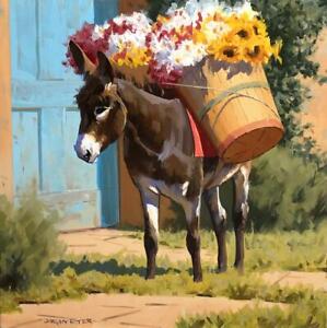 Ceramic Tile Mural Kitchen Backsplash - Ready for Delivery - Donkey With Flowers