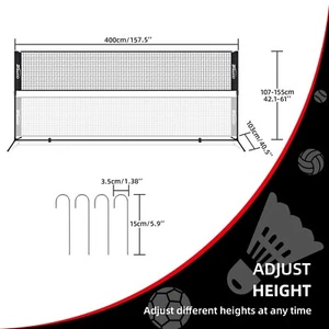 2025 Adjustable Badminton Net 3/4/5M with Stand & Carry Bag for Outdoor Sports - Picture 1 of 12