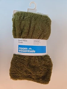 Soft Faux Fur Body Pillow Cover 20" x 50" Room Essentials Olive Green *NEW* - Picture 1 of 5