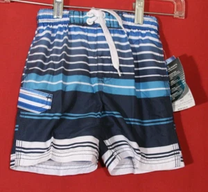 Kanu Surf 3 T Toddler Striped Swim Trunks Board Shorts NWT Blue White Teal Navy - Picture 1 of 10