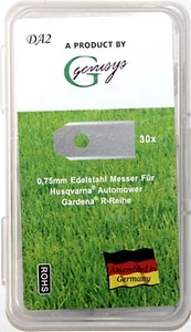30 Messer Klingen Husqvarna Automower Gardena Mähroboter 0,75mm NEU Hardbox - Picture 1 of 5