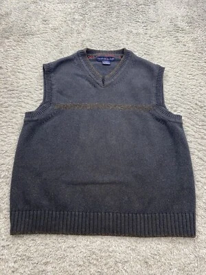 De Colección Tommy Hilfiger Suéter Para Hombres XL Gris Crochet Tejido Abuelo Cuello en V Chaleco de Golf Foto 1 de 4