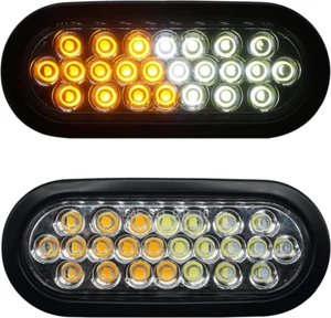 2 pz luci stroboscopiche di emergenza LED ovali 6,5 pollici, ambra/bianca da incasso 24 LED Str - Foto 1 di 8