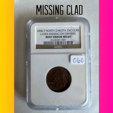 2006 NGC MS64 Missing Clad Layer North Dakota Quarter Mint Error Cover