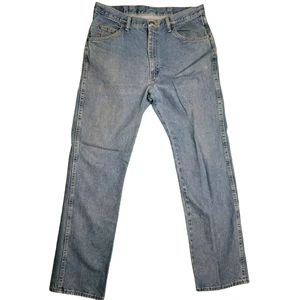 Wrangler Men’s Jeans 35x32 Blue Regular Fit Straight Leg Mid Rise Cotton Denim - Picture 1 of 6