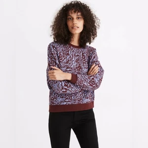 Felpa oversize in cotone Madewell (ri)sourced nuova con etichetta con stampa tigerizzata taglia XS - Foto 1 di 10
