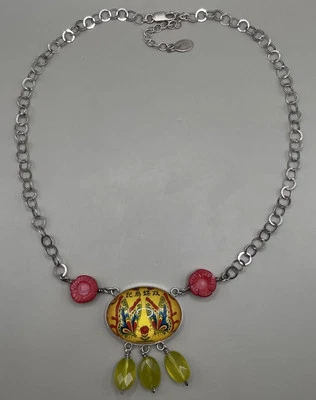 hotcakes design Women’s Pendant Necklace Sterling Silver 925 Asian Floral Coral - Image 1 of 4