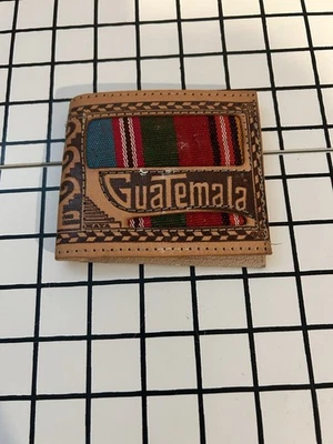 Guatemala Huipil Cartera de Cuero Hecha a Mano Tejida Repujado 4" Maya Foto 1 de 4