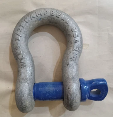 Campbell 5411635, 1", WLL 8-1/2 Ton, Screw Pin Galvanized Anchor Shackle