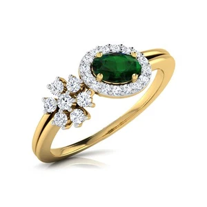 7x5 MM Oval Shape Natural Chrome Diopside Gemstone Gold Plated Women Ring - Picture 1 of 6