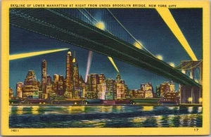 Postal de la ciudad de Nueva York "Horizonte del Bajo Manhattan desde debajo del puente de Brooklyn" - Imagen 1 de 2