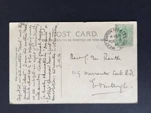 GB 1906 WEST LINTON PEEBLES.SHIRE ANELLO SINGOLO PMK SU CARTOLINA LOCALE A EDINBURGH - Foto 1 di 2