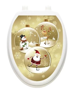 TOILET TATTOOS Vinyl Lid Decoration Removable Reusable Christmas Snow Globes - Picture 1 of 1