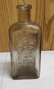 Antique Black Cat Stove Enamel Glass Bottle Buffalo, NY 6 1/4" - Picture 1 of 6