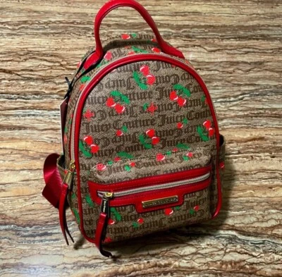 Juicy Couture Backpack Brown Juicy Fruit Cherry Print  Mini Backpack Purse - Изображение 1 из 4