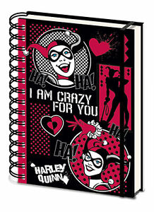Harley Quinn - I Am Crazy For You - Notizbuch A5, Spiralbindung, Ringbuch, Block