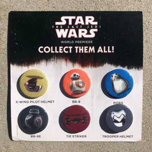 2017 Star Wars The Last Jedi Works Premier Pin Set of 6 BB8 Porg Trooper X-Wing - Picture 1 of 6