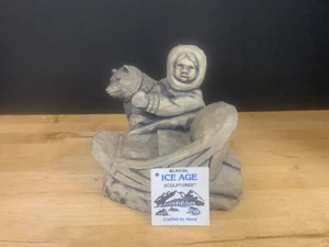 Native Alaskan Carved Art Sled Dog Girl Glacial Ice Age Sculpture For A.C.E. - Picture 1 of 4