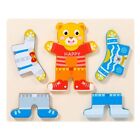 Wooden Wooden Clothes Matching Toys Tiger Dressing Puzzle  Gifts