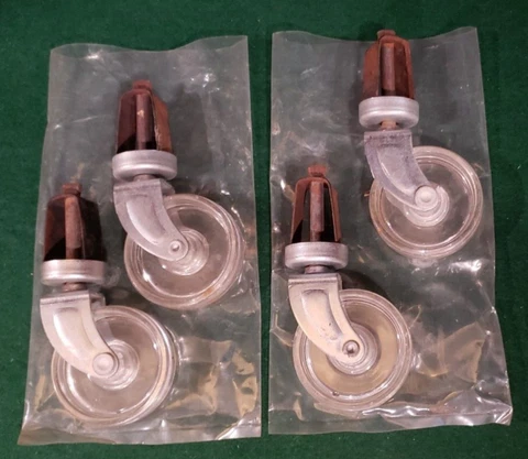 Vintage Clear Plastic Swivel Wheels With Original Inserts 2 Inch wheels New Old Cover