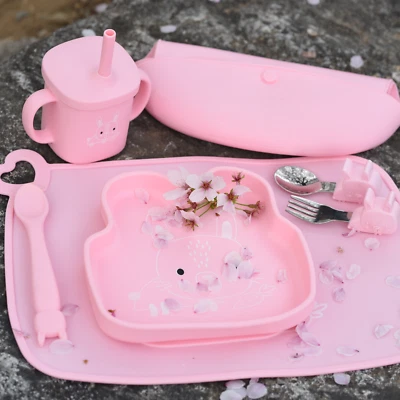 LUCK HEAVEN Juego de Alimentación de Silicona para Babero de Bebé Led Suministros de Destete con Cuenco Cucharas Foto 1 de 4