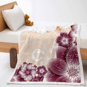Gran manta de lana de peluche cálido púrpura noble flor 3D sofá sofá sofá sofá sofá - Imagen 1 de 6