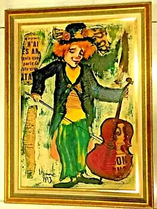 2 ORIGINAL H/PAINTED CLOWN '73 COLAGE ON BOARD BY FRENCH FAMUS ROGER ETIENNE    - Picture 1 of 8