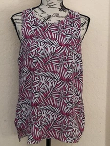 St Tropez West ärmellose Bluse tropisch rosa/weiß/schwarz Damengröße Medium - Bild 1 von 7