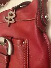 Red Pebble Leather Cross Body Hobo Style Purse Bag Charms B. Makowsky
