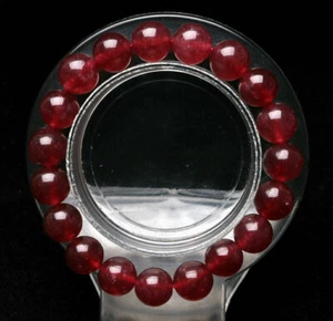 Bracciale Perline Pietra Rotonda Giada Rossa Naturale 6/8/10/12 mm 7,5" AAA - Foto 1 di 12