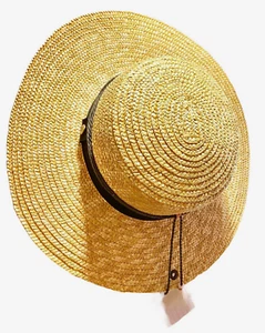 PETER GRIMM TRUE CHARACTER STRAW PANAMA HAT, BLACK RIBBON BAND, ROPE TASSELS - Picture 1 of 8