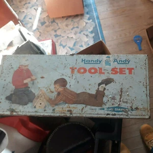 Vintage Handy Andy Blue Diamond Tool Box Set Attic Find As Found Condition - Picture 1 of 10
