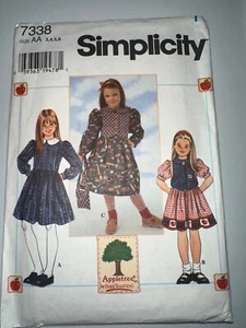 Simplicity 7338 Sewing Pattern Girls APPLETREE DESIGN Dress Purse Size 3-4-5-6 - Picture 1 of 2