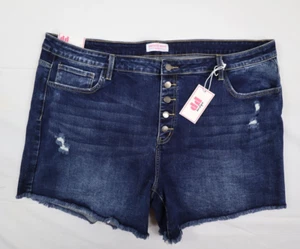 Pantalones cortos de mezclilla azul corte con botones 3X Divas DD Boutique de descuento para mujer - Imagen 1 de 12