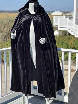 NEW Pyramid Collection cape black hooded drama Halloween cloak goth Renn sexy - Image 1 of 4